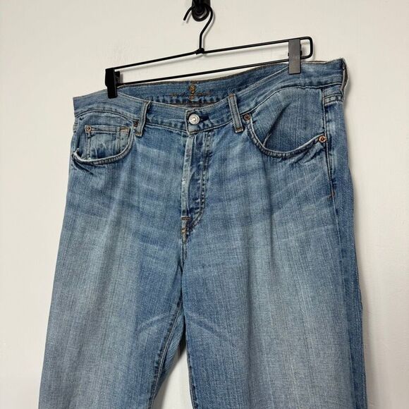 7 For All Mankind Relaxed Light Wash Jeans 36x34 - Picture 3 of 8